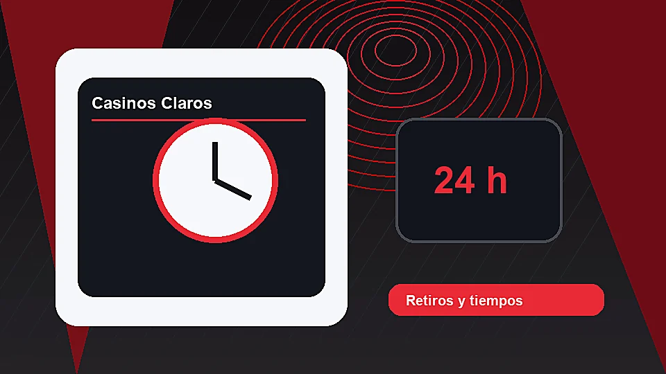 Pantalla de retiro de casino online con reloj de 24 horas y comprobante digital