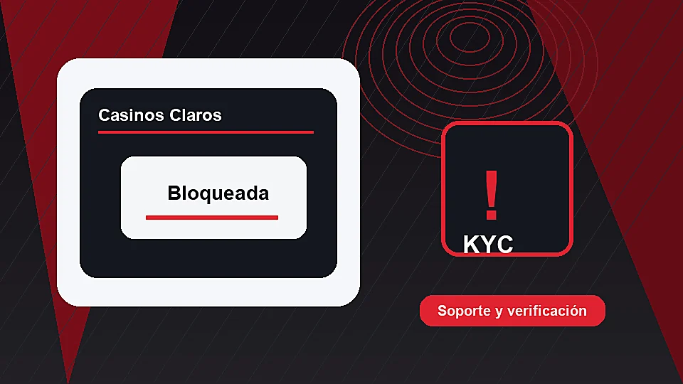 Usuario revisando una cuenta bloqueada de casino online y documentos de verificación